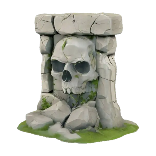 Ancient Skull Monument - Tomb 3D model, vytvořený pomocí AI