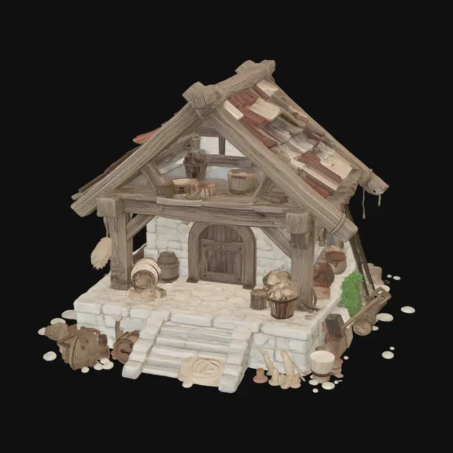 3D model for Rustic Timber Cottage