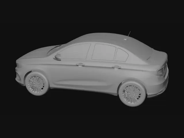 3D model for White Fiat Front View in a Parking Garage