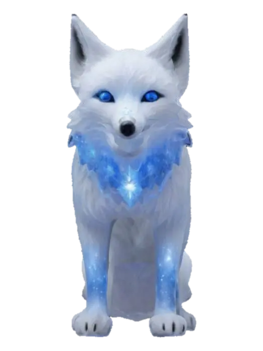 A mystical snow fox named Frostwhisper, with sleek white fur that… - Christmasadventure 3D model, vytvořený pomocí AI