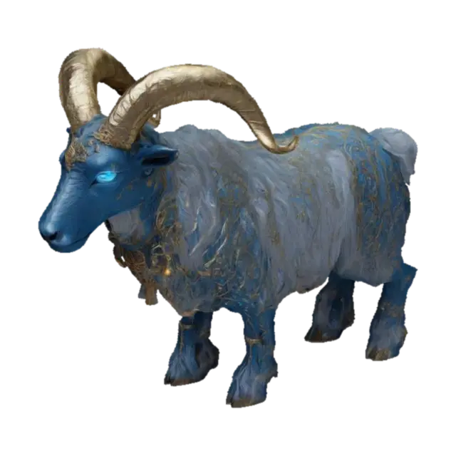A majestic Yule Goat from Scandinavian folklore, reimagined with golden,… 3D model, vytvořený pomocí AI