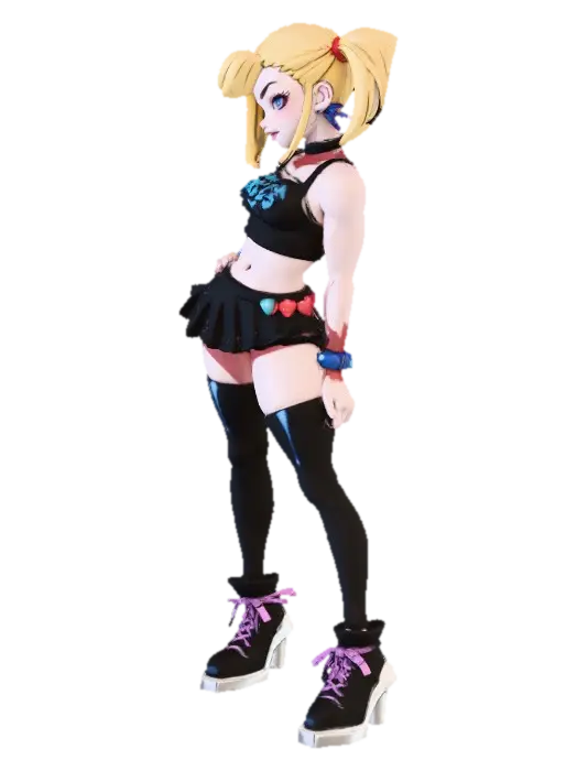 Skater Style Anime Girl - Youth 3D model, vytvořený pomocí AI