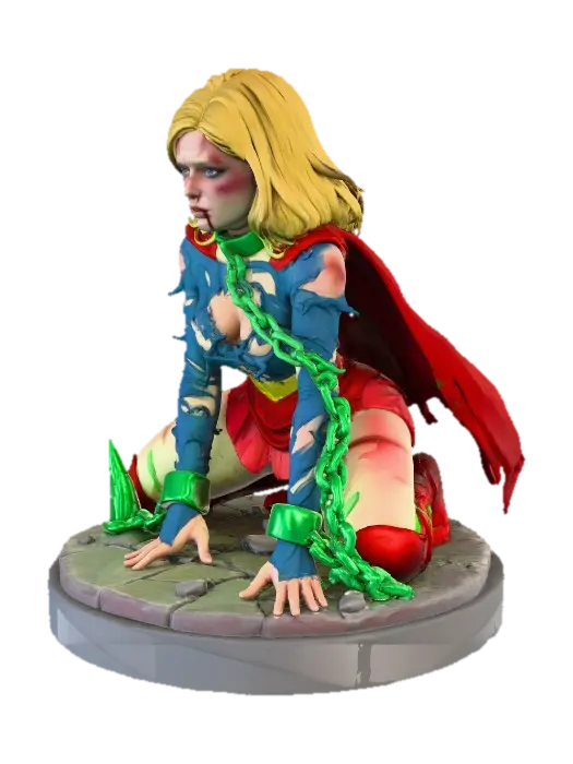 Supergirl - Fallen on Knees - Zombicide 3D model, vytvořený pomocí AI