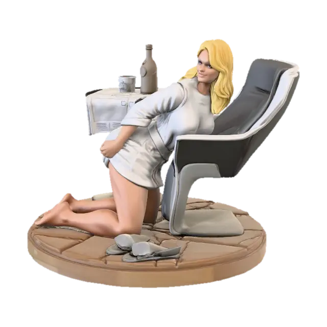 White Queen Drinking - On Knees - Zombicide 3D model, vytvořený pomocí AI