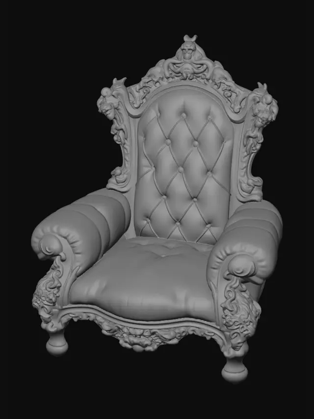 3D model for Baroque Tufted Leather Throne