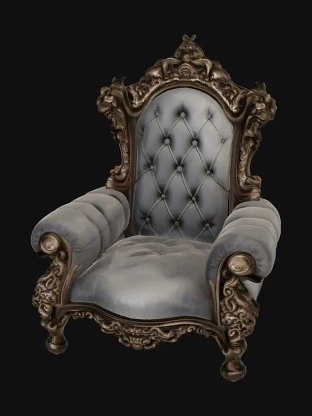 3D model for Baroque Tufted Leather Throne