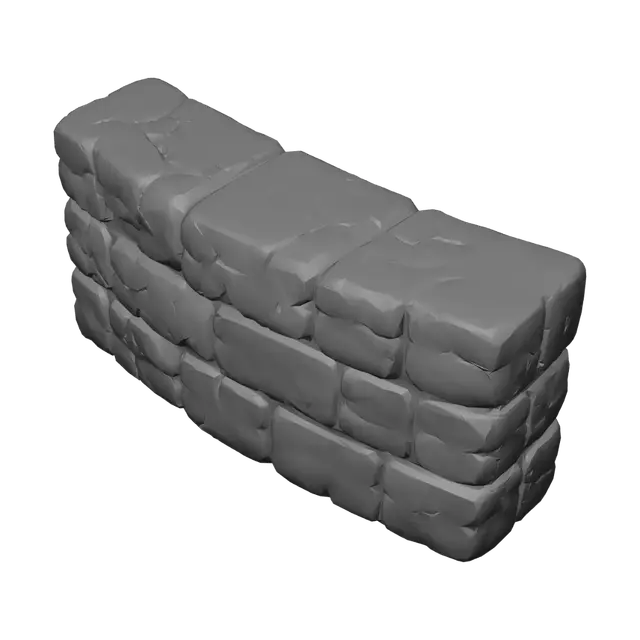 3D model for Cracked Cobblestone Wall