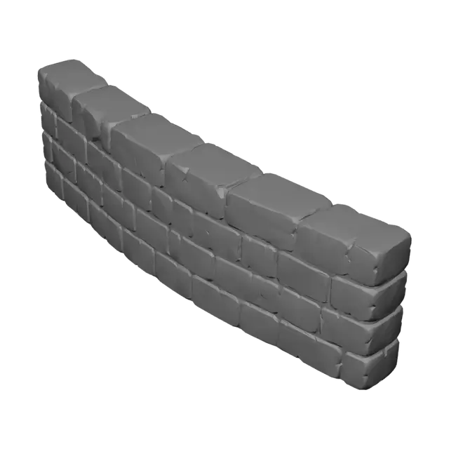 3D model for Cracked Cobblestone Wall