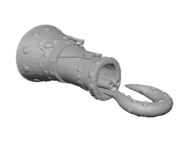 3D model for Im wanting a Grappling Hook, it has to be attached via Wrist... The Hook has to be weathered and metal, looking sturdy enough to pierce Wood and Concreate structures and be able to pull a human up... Think Just Cause/Dying light, the attachment at the wrist has to look like a gauntlet, think leather with buckles and metal accents (Metal has to look like highly durable steel)