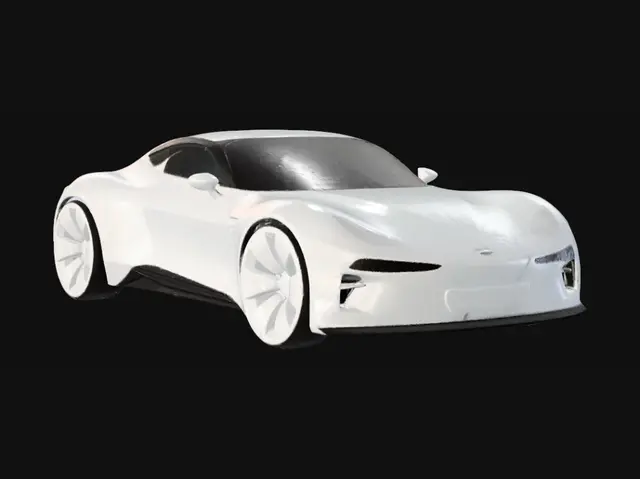 3D model for “Create a clean ultra‑minimal 3D concept car body with smooth continuous surfaces and no visible details such as doors, windows, seams, or textures.
Use a futuristic sports‑sedan proportion: long hood, low roofline, wide rear stance.
The model should resemble a digital clay model or early design blockout.
Neutral matte material, soft studio lighting, no environment.
Include the following integrated sensor placements as simple geometric markers (no textures):
Front Vision Camera — centered low in the front bumper
Roof 360° Camera/Sensor — small circular module on the roof center
Rear AI Camera — centered above the rear bumper
Side Blind‑Spot Cameras — one on each side, near the A‑pillar or mirror area
