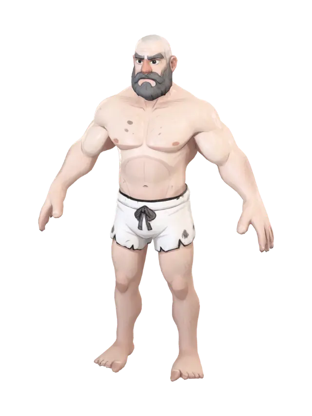 Dwarf man - Bodybuilder 3D model, vytvořený pomocí AI