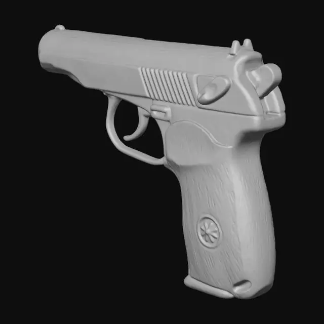 3D model for makarov pistol with wooden grip