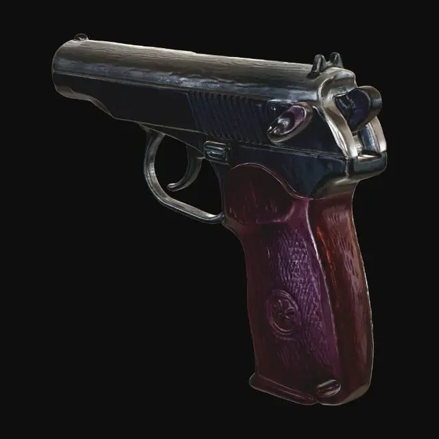 3D model for makarov pistol with wooden grip