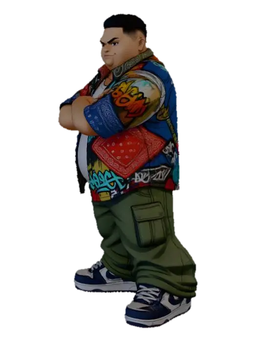 Toma como referencia la foto. Convierte a la persona en un personaje estilo anime… - Longpants 3D model, vytvořený pomocí AI