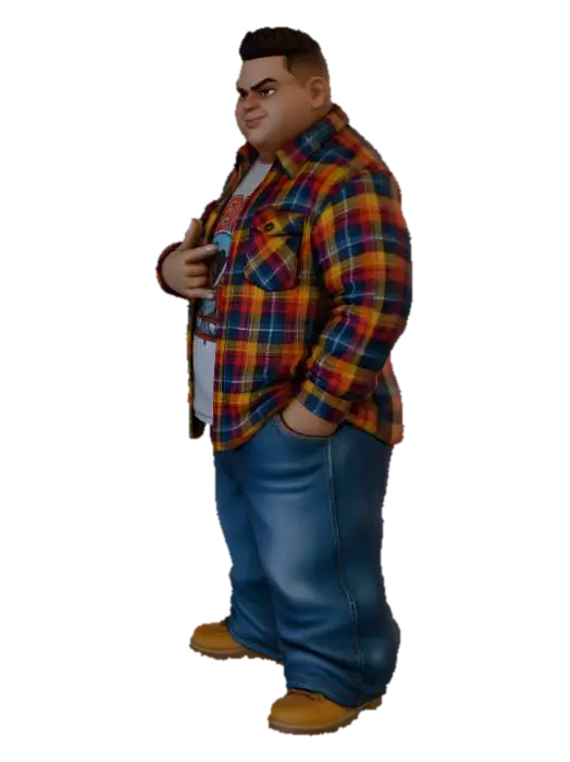 Toma como referencia la foto. Convierte a la persona en un personaje estilo anime… - Longpants 3D model, vytvořený pomocí AI