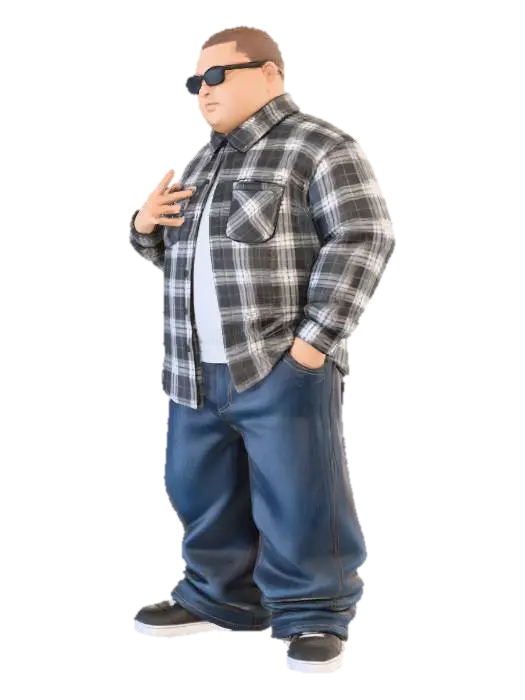 Toma como referencia la foto. Convierte a la persona en un personaje estilo anime… - Longpants 3D model, vytvořený pomocí AI