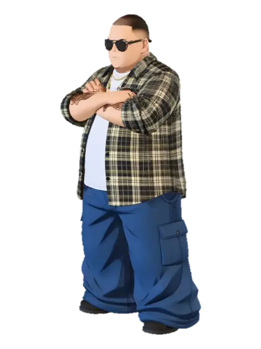 Toma como referencia la foto. Convierte a la persona en un personaje estilo anime… - Longpants 3D model, vytvořený pomocí AI