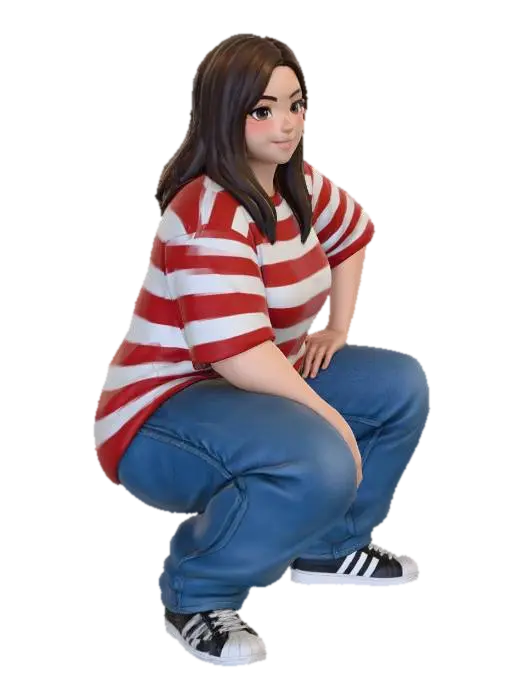 Toma como referencia la foto. Convierte a la persona en un personaje estilo anime.… - Baggy 3D model, vytvořený pomocí AI