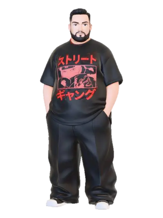Toma como referencia la foto. Convierte a la persona en un personaje estilo anime.… - Homie 3D model, vytvořený pomocí AI