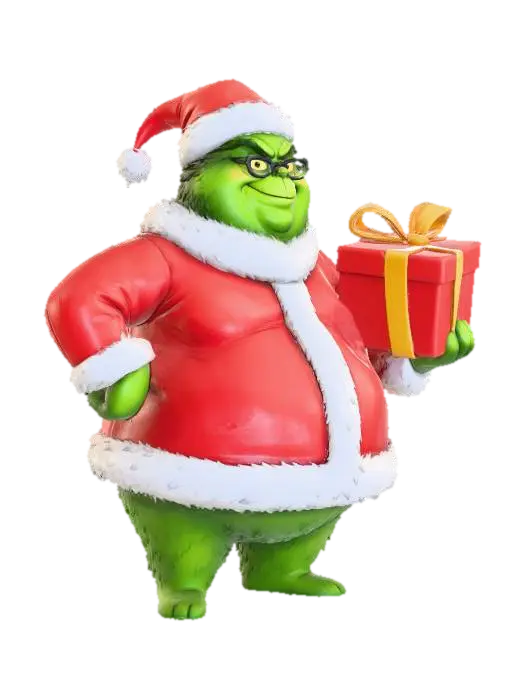 Toma como refrencia la foto. Conviertelo en un grinch de color verde y con traje… 3D model, vytvořený pomocí AI