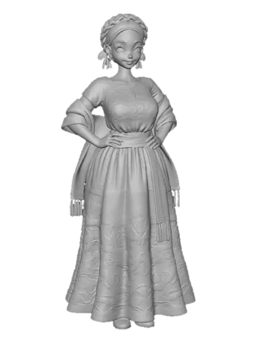 3D model for copia al personaje de anime. estilo mexicano , el modelo tiene que estar en poses estandar,sin el arbol y has el modelo lo mas femenino posible. quita la gorra. senos grandes. usa colores mexicanos y color de cabello distinto. usar diferente tipo de cabello. caderas grandes. talla large en los pechos. cuerpo entero que se vea todo el cuerpo en la imagen.
poses de modelo de revista sin usar poses con los dedos. ropa tipica mexicana