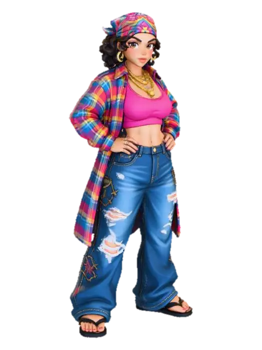 copia al personaje de anime, ,sin el arbol . usa colores y poses de modelo de revista… - Cholo 3D model, vytvořený pomocí AI