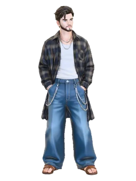 copia al personaje de anime, ,sin el arbol . usa colores y poses de modelo de revista… - Cholo 3D model, vytvořený pomocí AI