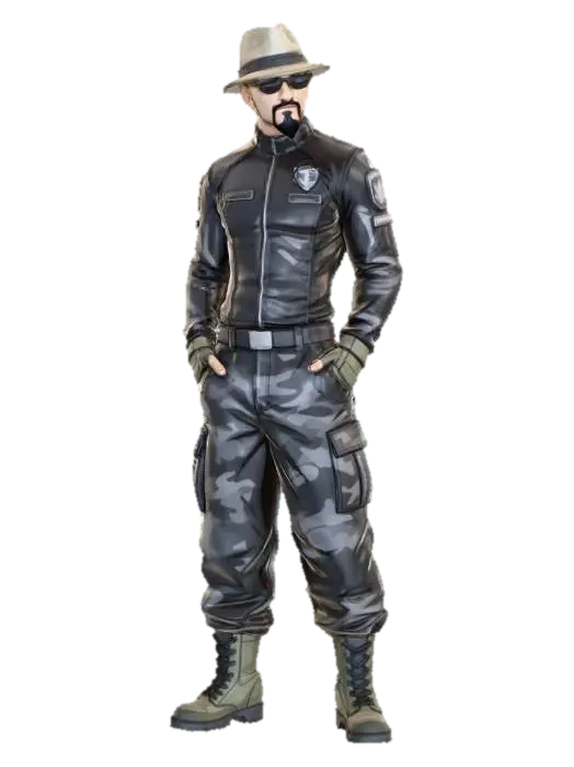 has un convierte el rostro de la foto alpersonaje de anime, usa colores militares y… - Baggy 3D model, vytvořený pomocí AI