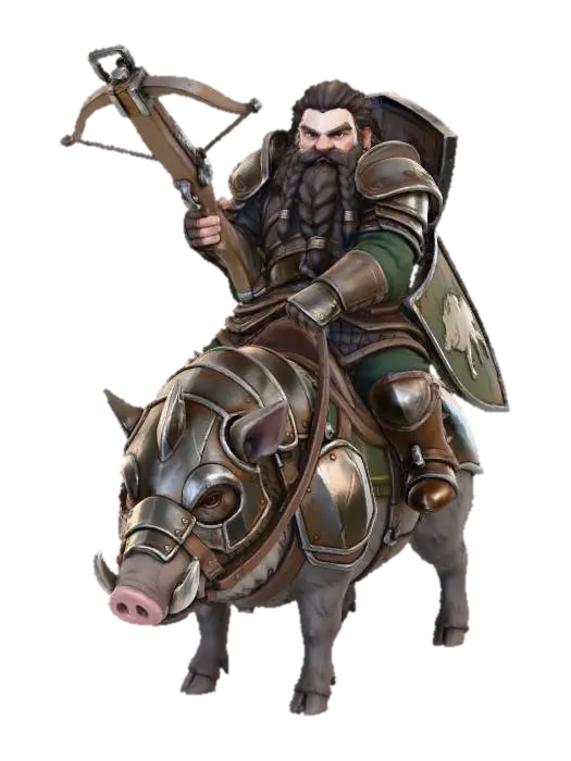 Dwarven Boar Rider 3D model, vytvořený pomocí AI