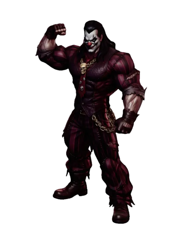 crea un payaso . estilo anime con ropa de payaso estilo ganster que tenga pelo… 3D model, vytvořený pomocí AI