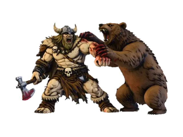 Warrior's Bear Clash 3D model, vytvořený pomocí AI