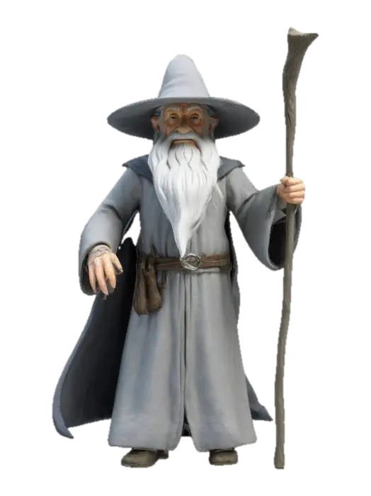 Gandalf, a wizard in The Lord of the Rings, appears as an elderly man with a long,… - Oldman 3D model, vytvořený pomocí AI