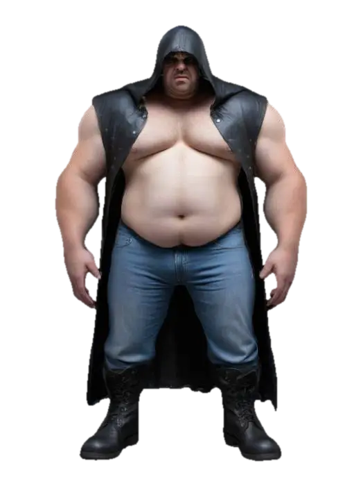 full size executioner, no shirt, character design, wearing a black hood and no shirt,… - Scars 3D model, vytvořený pomocí AI