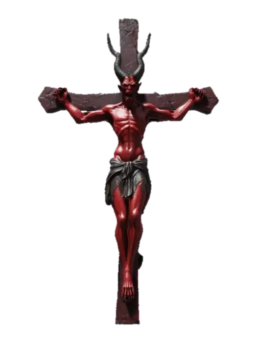 ปีศาจบนไม้กางเขน เหลี่ยมมุมวัตถุคมชัด เหลี่ยมมุมวัตถุไม่ตกหล่น… - Cross 3D model, vytvořený pomocí AI