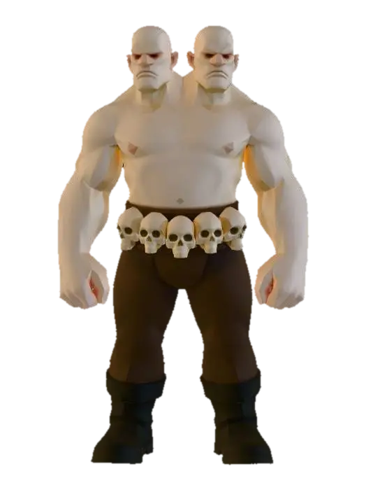 LOW POLY DUAL HEAD GIANT - Gameasset 3D model, AI generated