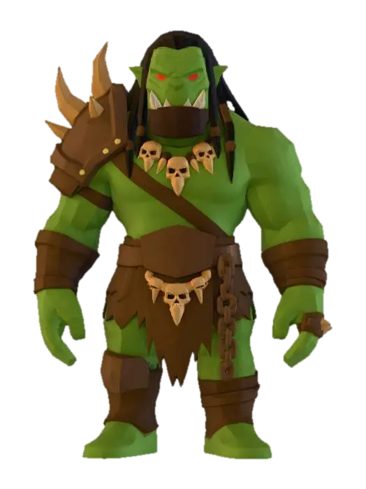 Orc Warlord Render-3D-modell, genererad av AI