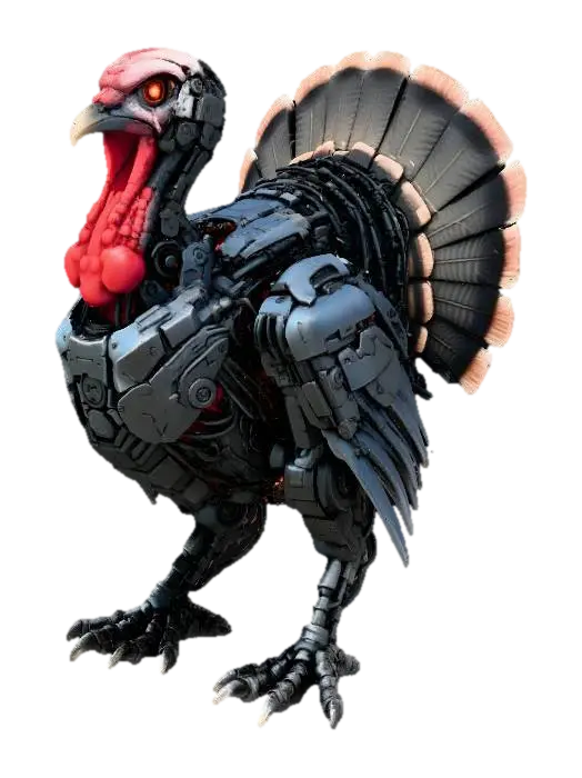 Cyber Turkey, #Thanksgiving# 3D model, vytvořený pomocí AI
