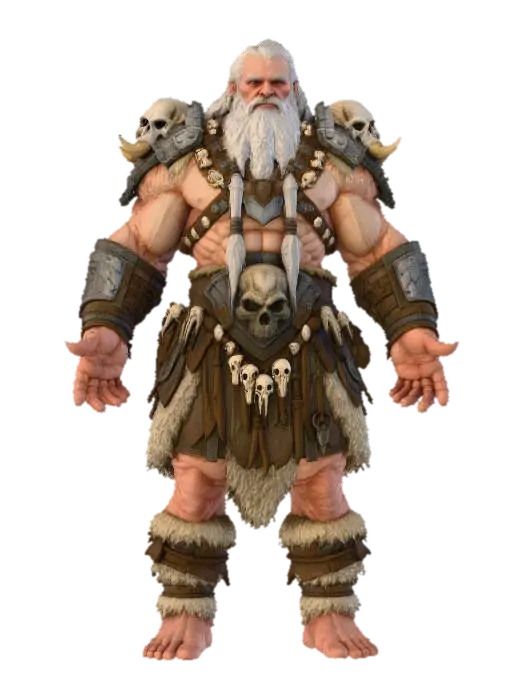 Barbarian Elder 3D model, vytvořený pomocí AI