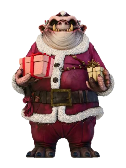 Gritty Santa's Gift Delivery, #Christmas2025# 3D model, vytvořený pomocí AI