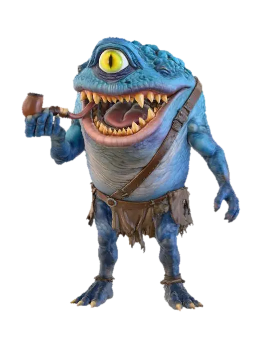 Pipe-Smoking Toadman 3D model, vytvořený pomocí AI