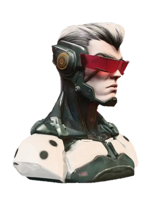 Crimson Visor 3D model, vytvořený pomocí AI
