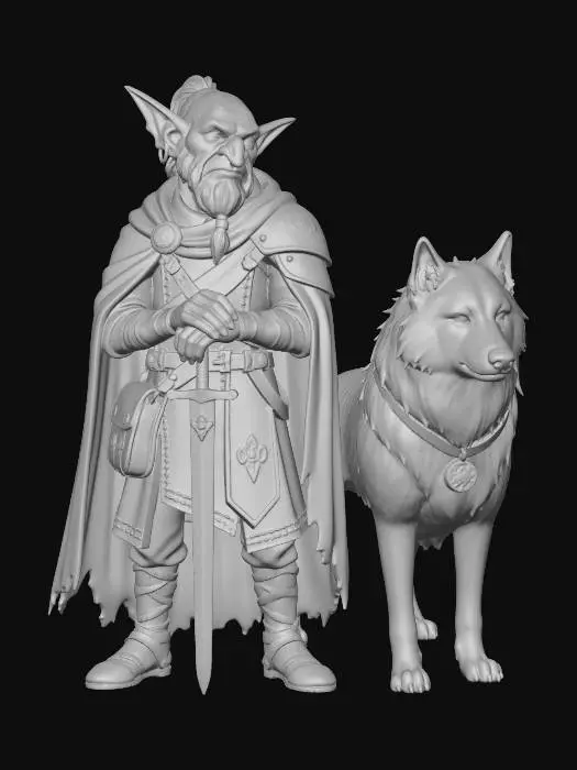 3D model for Oathbound Knight and the Wolf