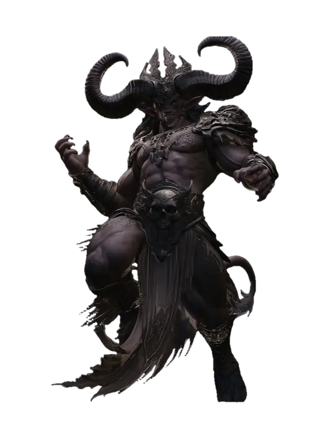 Abyssal Horned Warlord - Skeletal 3D model, vytvořený pomocí AI
