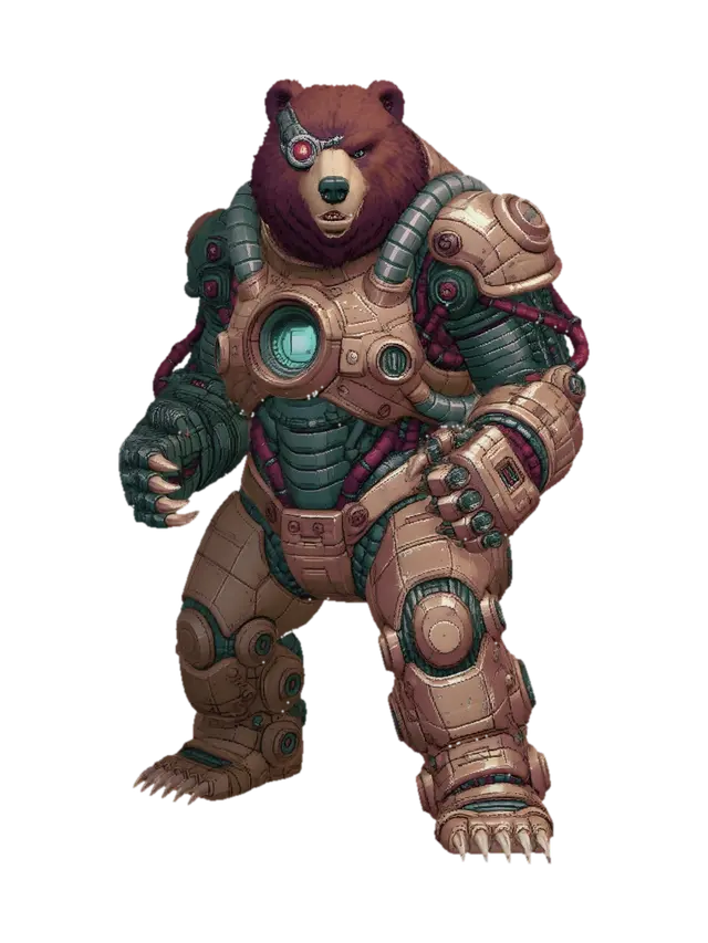 Ironclad Ursine - Brutal 3D model, vytvořený pomocí AI