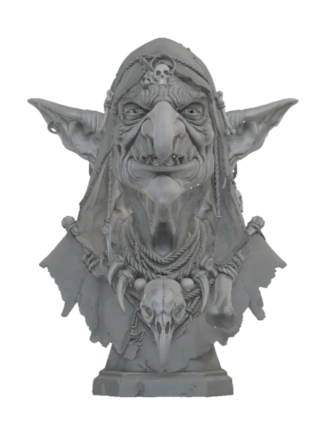 Bone-Adorned Goblin Shaman 3D model, vytvořený pomocí AI