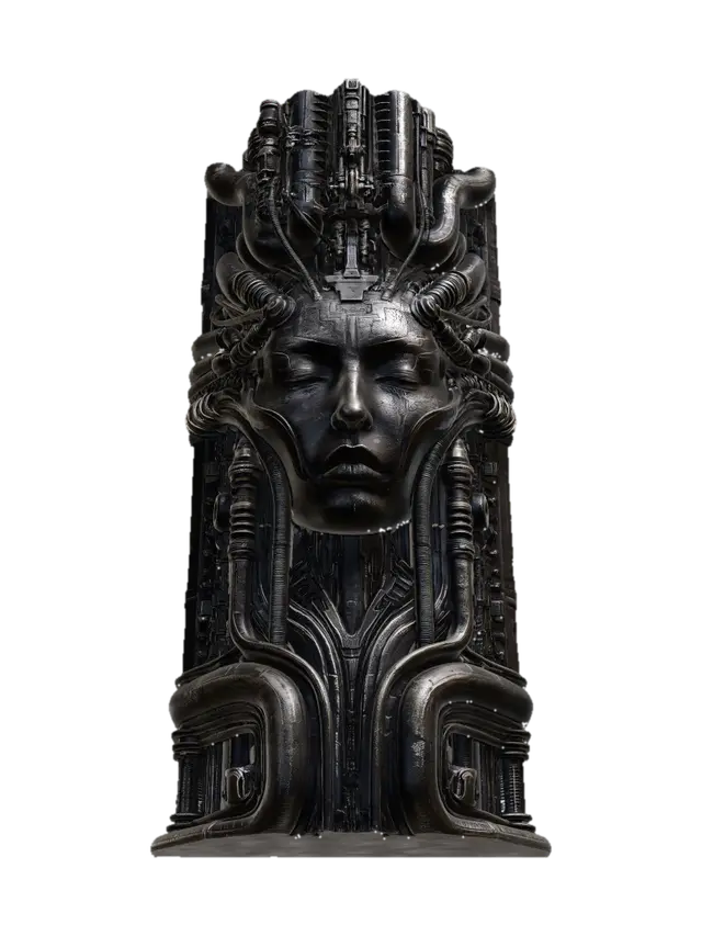 Cyborg Goddess 3D model, vytvořený pomocí AI