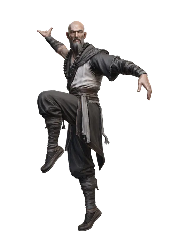 Zen Warrior in Motion - Stance 3D model, vytvořený pomocí AI