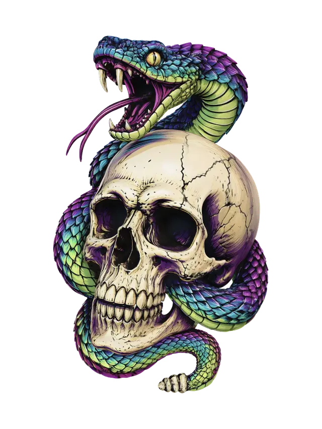 Prismatic Skull Serpent - Ghostly 3D model, vytvořený pomocí AI