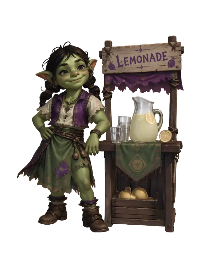 Goblin Lemonade Stand - Vivid 3D model, vytvořený pomocí AI