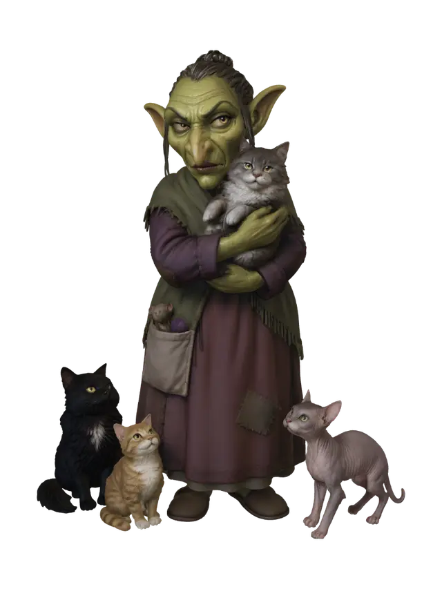 3D model for The Green Witch and Her Cats